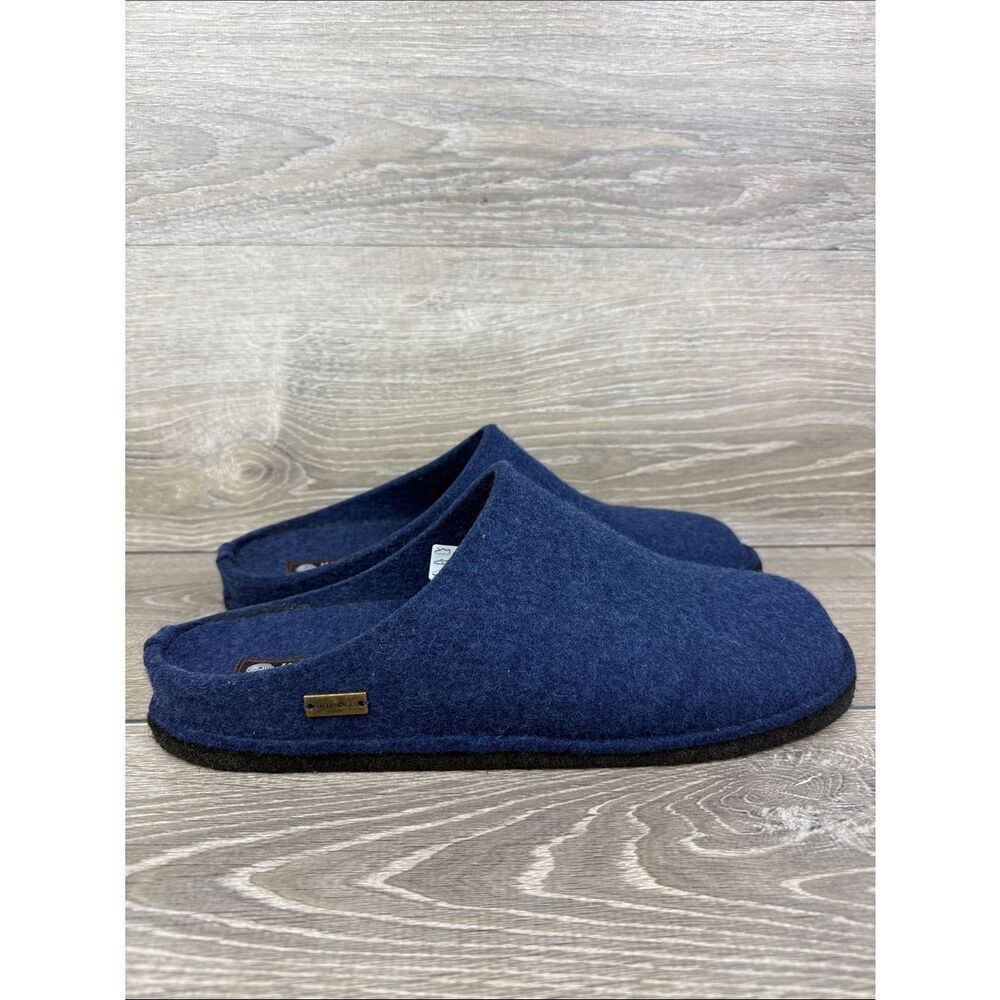 Haflinger Flair Men’s Sz EU 48 Navy Blue Wool Felt Slip On Slippers NWOT